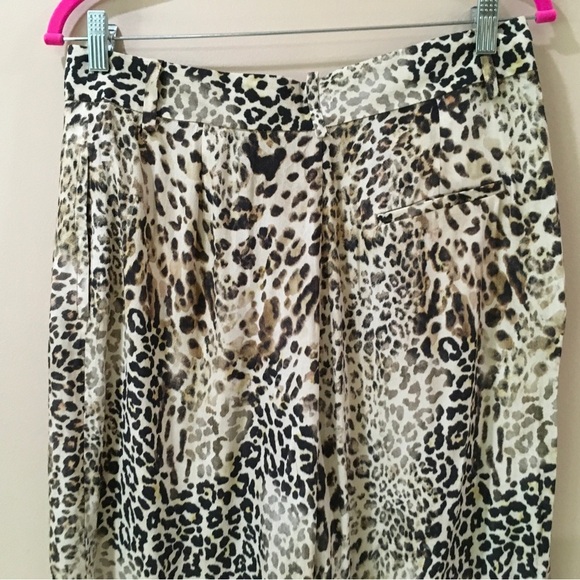 Zara Animal Print Straight Leg pants Trousers Brown Beige Black Size L - Picture 8 of 10
